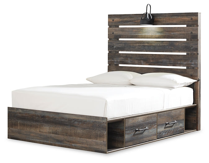 Drystan Panel Bed With 2 Storage Drawers With Mirrored Dresser And Chest