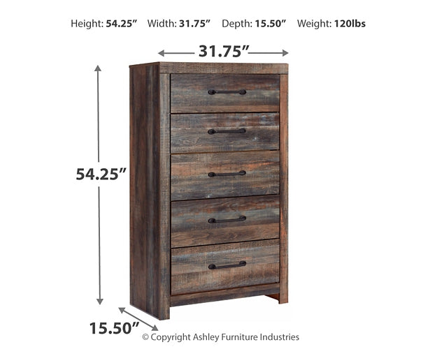 Drystan Panel Bed With 2 Storage Drawers With Mirrored Dresser And Chest