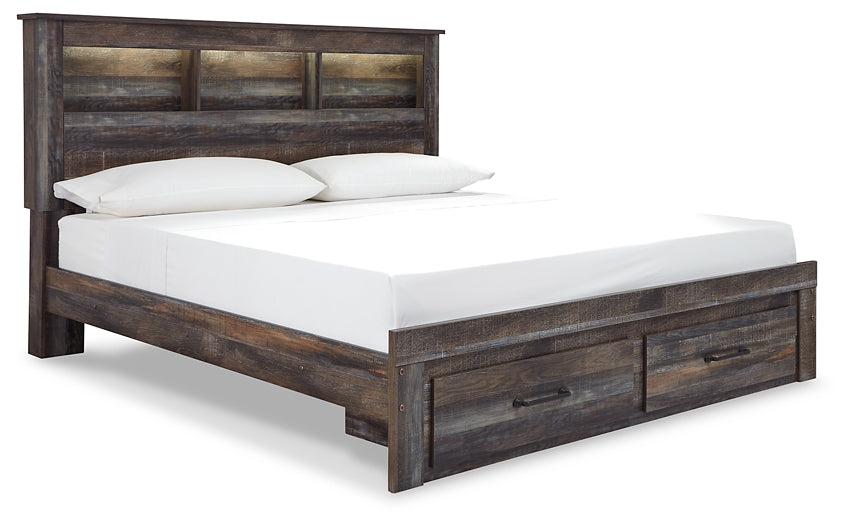 Drystan Bookcase Bed With 2 Storage Drawers With Mirrored Dresser And 2 Nightstands