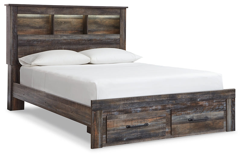 Drystan Bookcase Bed With 2 Storage Drawers With Mirrored Dresser And 2 Nightstands
