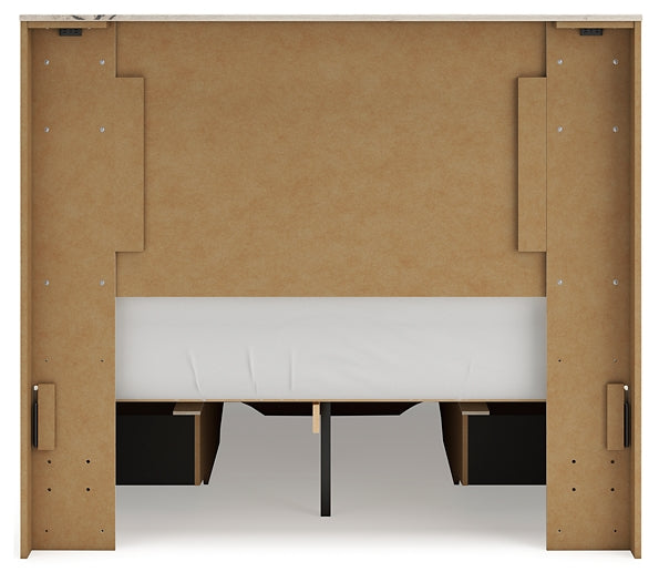 Full Panel Storage Bed with Mirrored Dresser