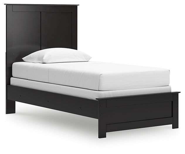 Twin Panel Bed with Mirrored Dresser and Nightstand