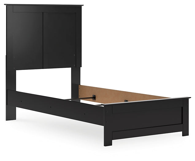 Twin Panel Bed with Mirrored Dresser and Nightstand