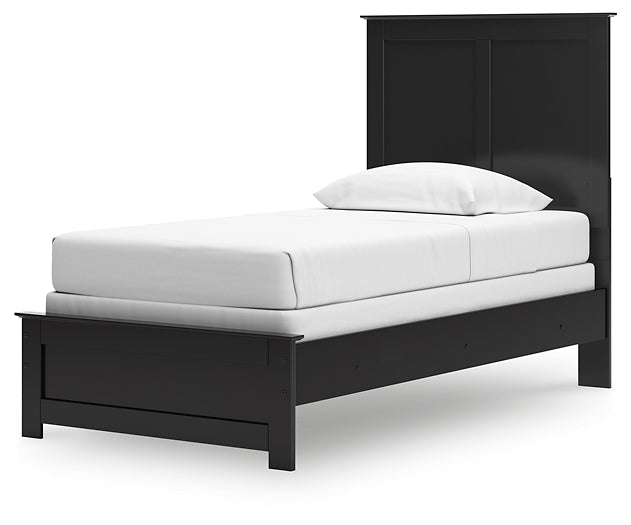 Twin Panel Bed with Mirrored Dresser and Nightstand