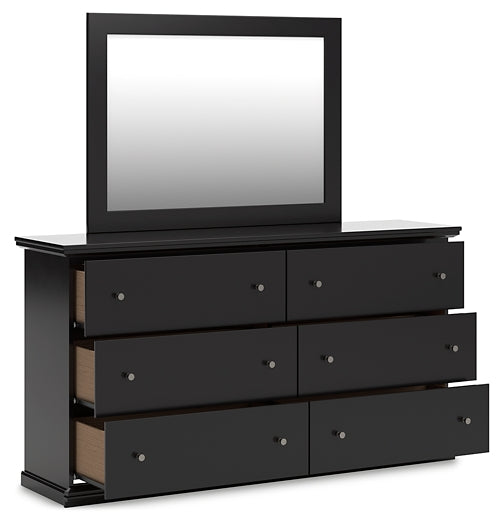 Twin Panel Bed with Mirrored Dresser and Nightstand