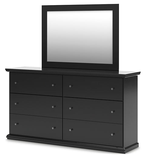 Twin Panel Bed with Mirrored Dresser and Nightstand