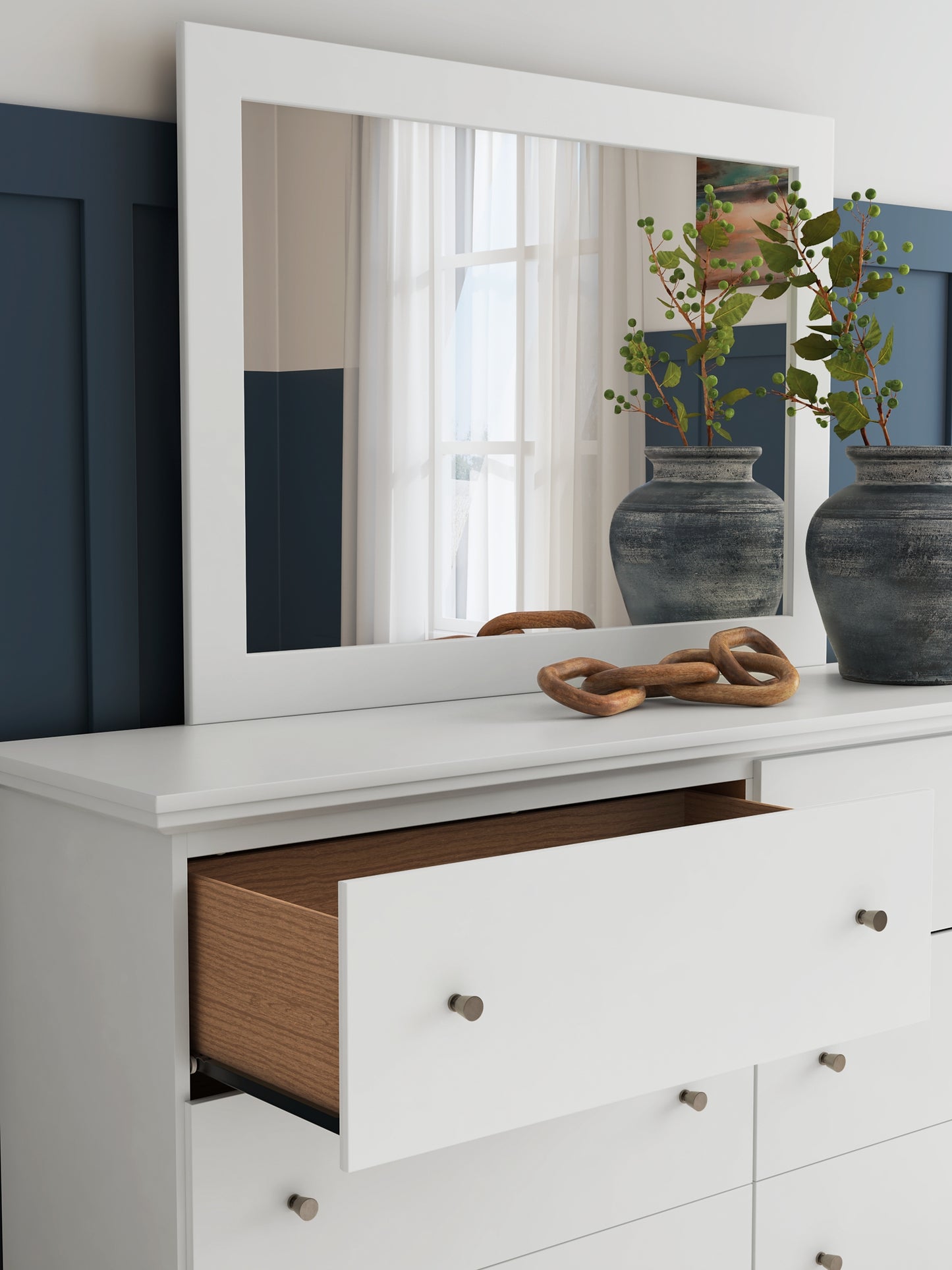 Bostwick Shoals Queen Panel Bed with Mirrored Dresser and Nightstand