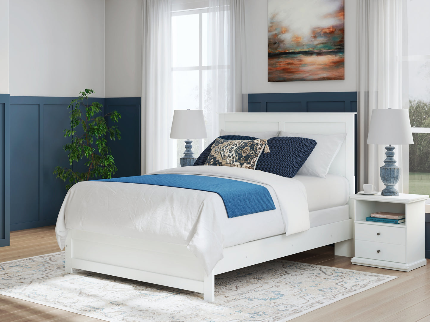 Bostwick Shoals Queen Panel Bed with Mirrored Dresser and Nightstand