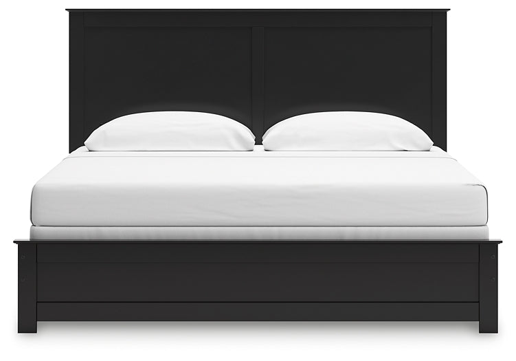 King Panel Bed with Mirrored Dresser