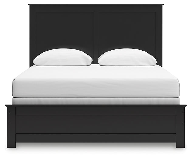 Queen Panel Bed with Mirrored Dresser and Nightstand