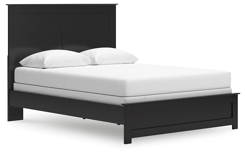 Queen Panel Bed with Mirrored Dresser and Nightstand