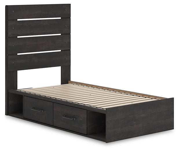 Hollivern Twin Panel Storage Bed with Mirrored Dresser, Chest and Nightstand