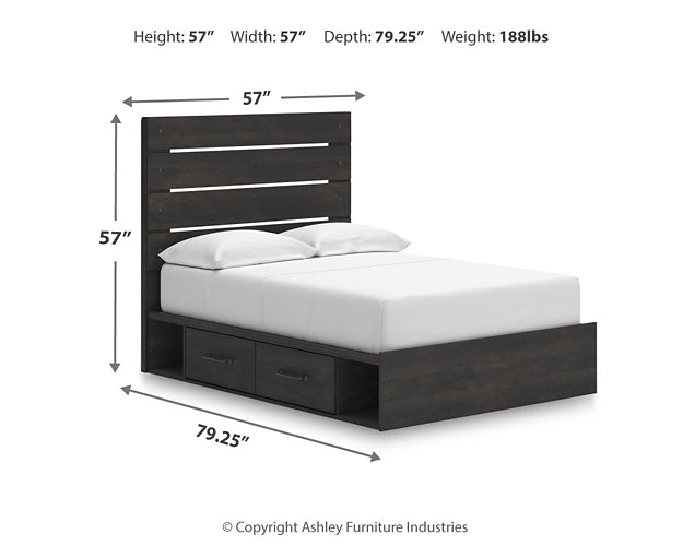 Hollivern Full Panel Bed with Storage with Mirrored Dresser and Chest
