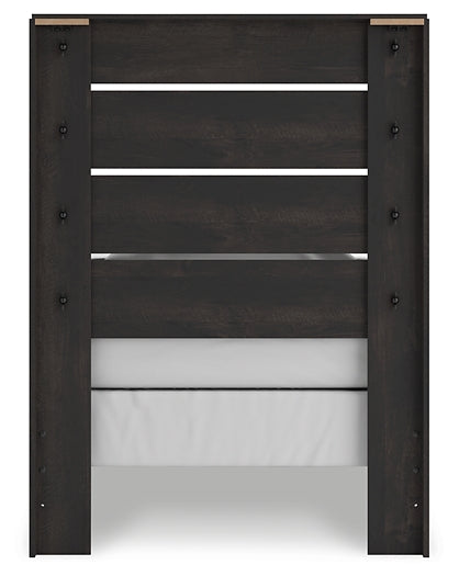 Hollivern Twin Panel Bed with Mirrored Dresser, Chest and Nightstand