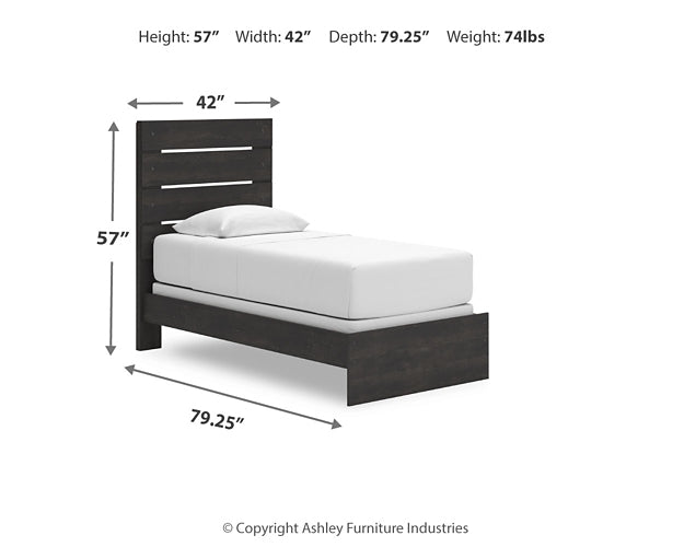 Hollivern Twin Panel Bed with Mirrored Dresser