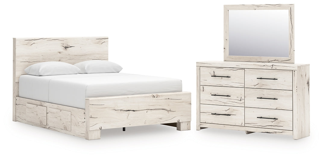 Queen Panel Bed with Mirrored Dresser