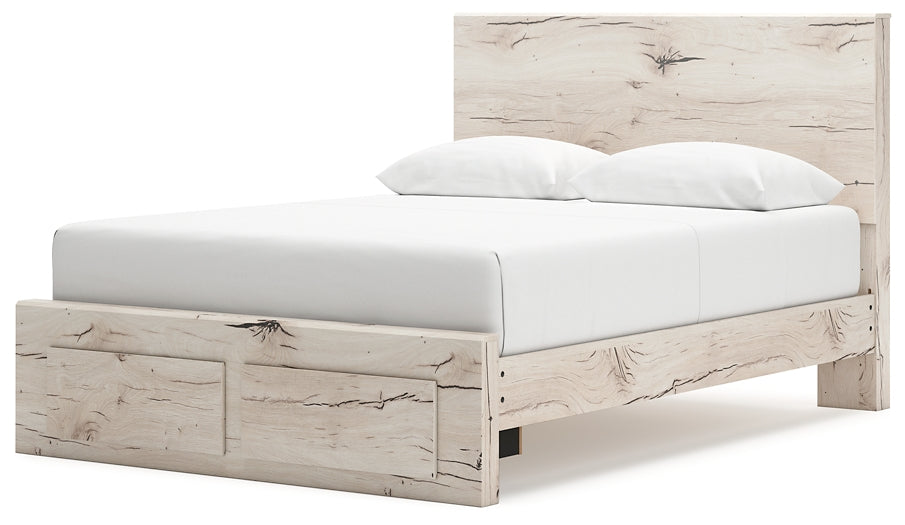 Queen Panel Storage Bed with Mirrored Dresser and Chest