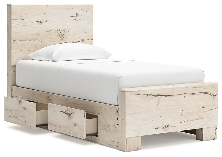 Twin Panel Bed with Mirrored Dresser and Nightstand