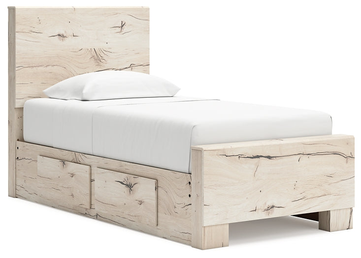 Twin Panel Bed with Mirrored Dresser and Nightstand