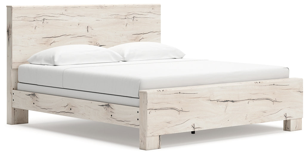 King Panel Bed with Mirrored Dresser, Chest and Nightstand