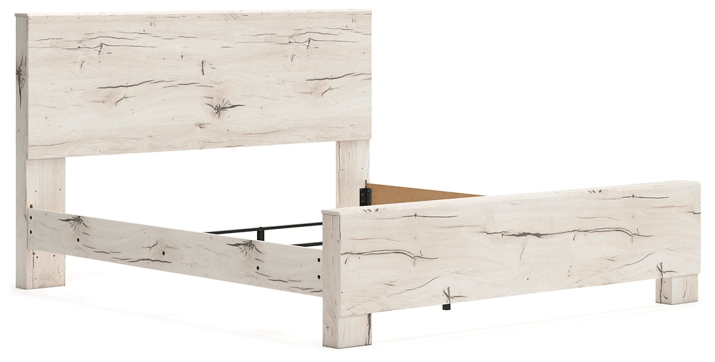 King Panel Bed with Mirrored Dresser, Chest and Nightstand