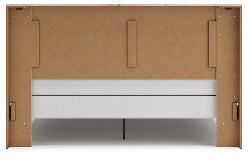King Panel Bed with Mirrored Dresser, Chest and Nightstand