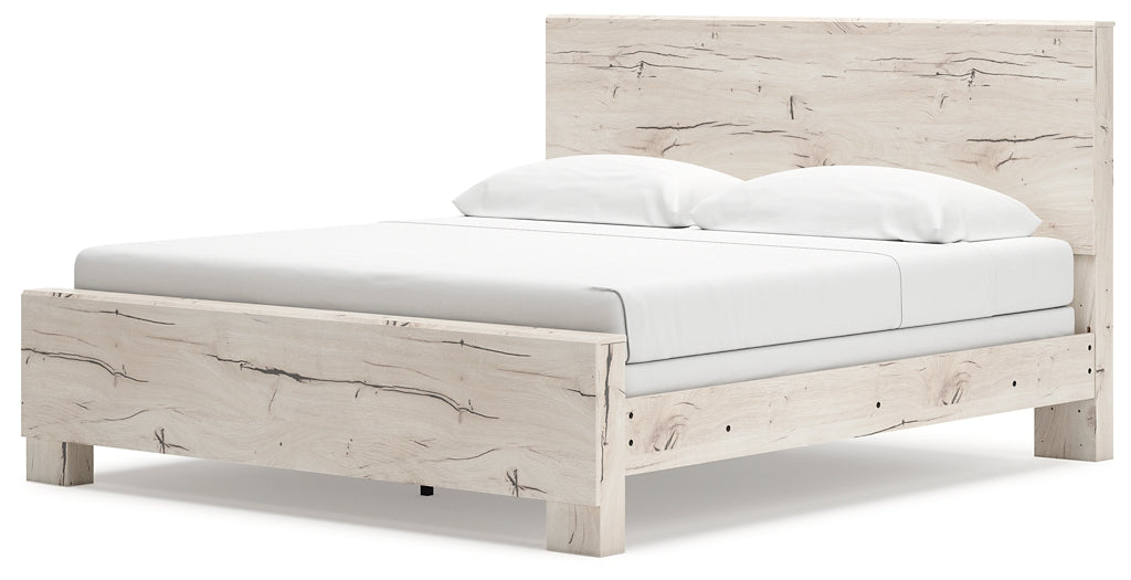 King Panel Bed with Mirrored Dresser, Chest and Nightstand