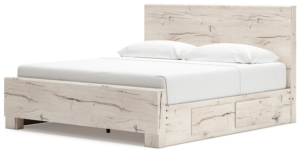 King Panel Bed with Mirrored Dresser, Chest and Nightstand
