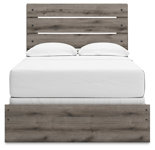 Graystorm Full Panel Bed with Mirrored Dresser, Chest and Nightstand
