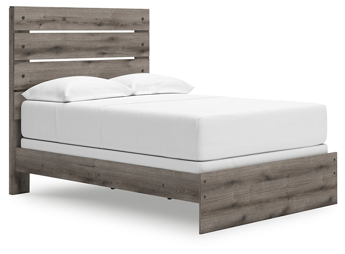 Graystorm Full Panel Bed with Mirrored Dresser, Chest and Nightstand