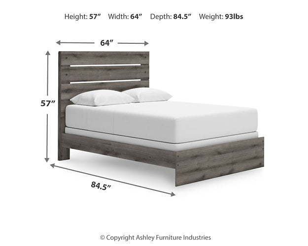 Graystorm Queen Panel Bed with Mirrored Dresser and Chest