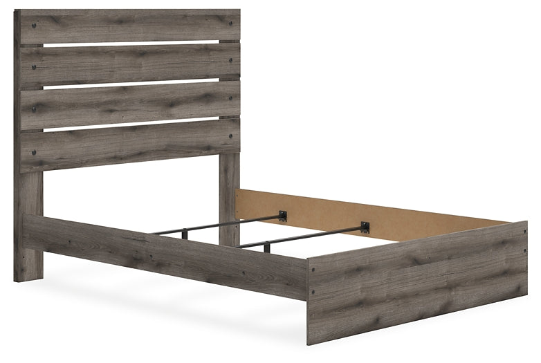Graystorm Queen Panel Bed with Mirrored Dresser and Chest