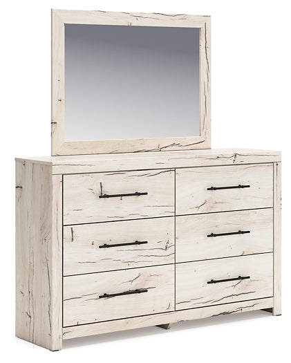 King Panel Bed with Mirrored Dresser and Chest