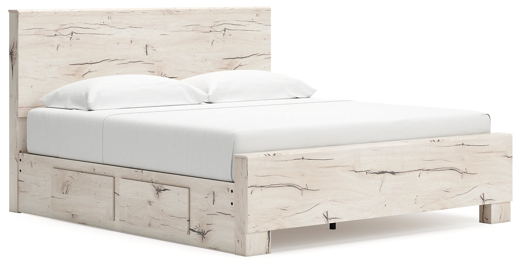 King Panel Bed with Mirrored Dresser and Chest