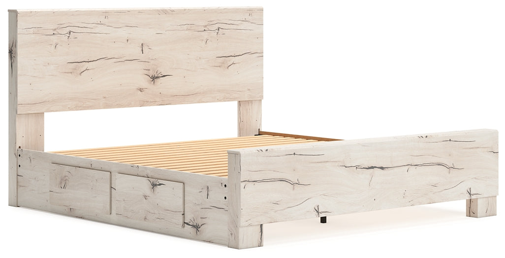 King Panel Bed with Mirrored Dresser and Chest