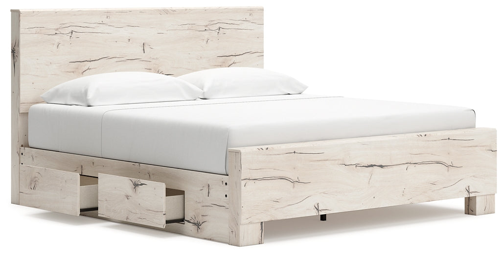 King Panel Bed with Mirrored Dresser and Chest