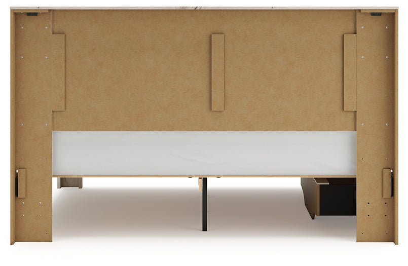 King Panel Bed with Mirrored Dresser and Chest