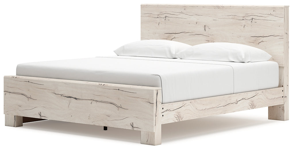 King Panel Bed with Mirrored Dresser and Chest
