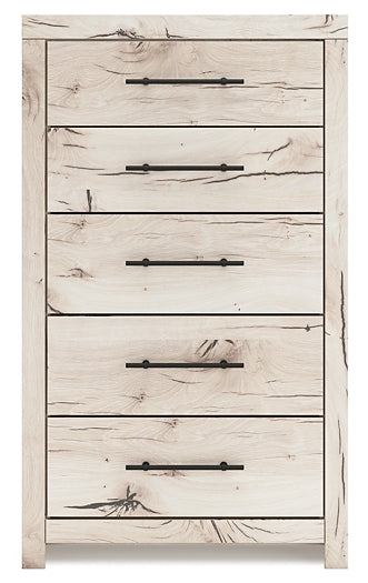 King Panel Storage Bed with Mirrored Dresser, Chest and Nightstand