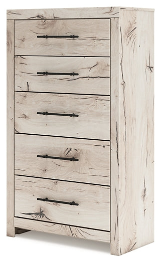 King Panel Storage Bed with Mirrored Dresser, Chest and Nightstand