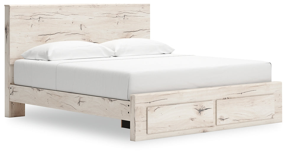 King Panel Storage Bed with Mirrored Dresser, Chest and Nightstand
