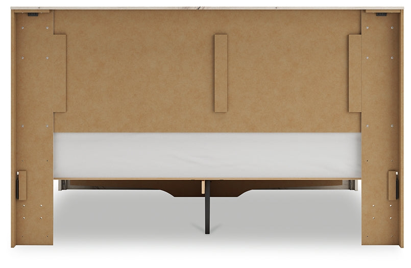 King Panel Storage Bed with Mirrored Dresser, Chest and Nightstand