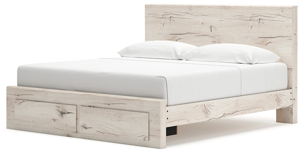 King Panel Storage Bed with Mirrored Dresser, Chest and Nightstand