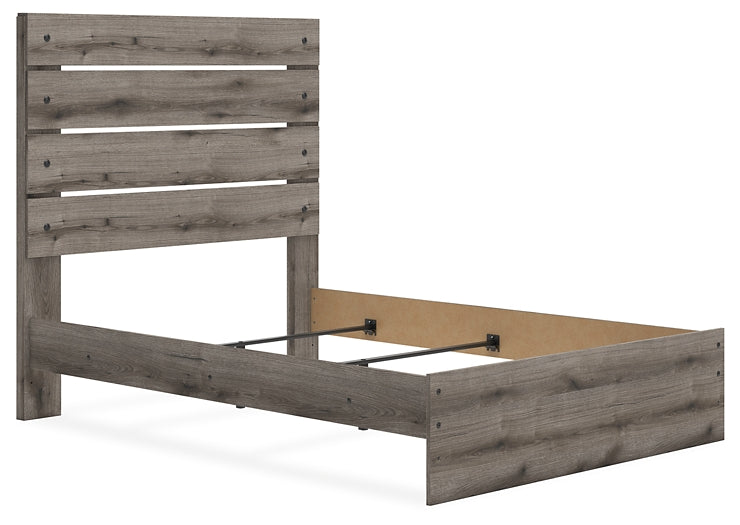 Graystorm Full Panel Bed with Mirrored Dresser and Chest