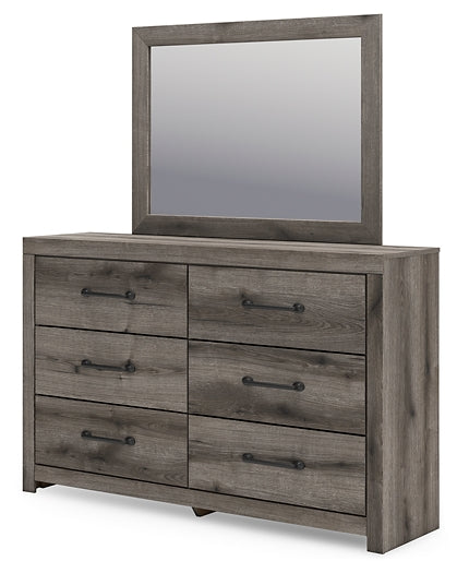 Graystorm Full Panel Bed with Storage with Mirrored Dresser and Chest