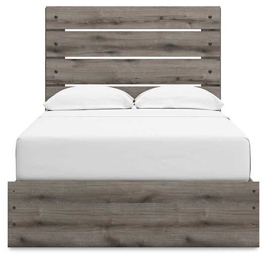 Graystorm Full Panel Bed with Storage with Mirrored Dresser and Chest