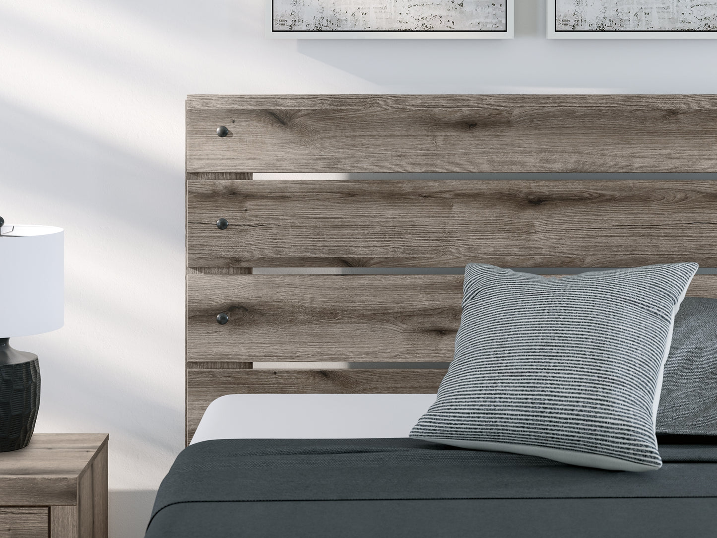 Graystorm Queen Panel Bed with Mirrored Dresser