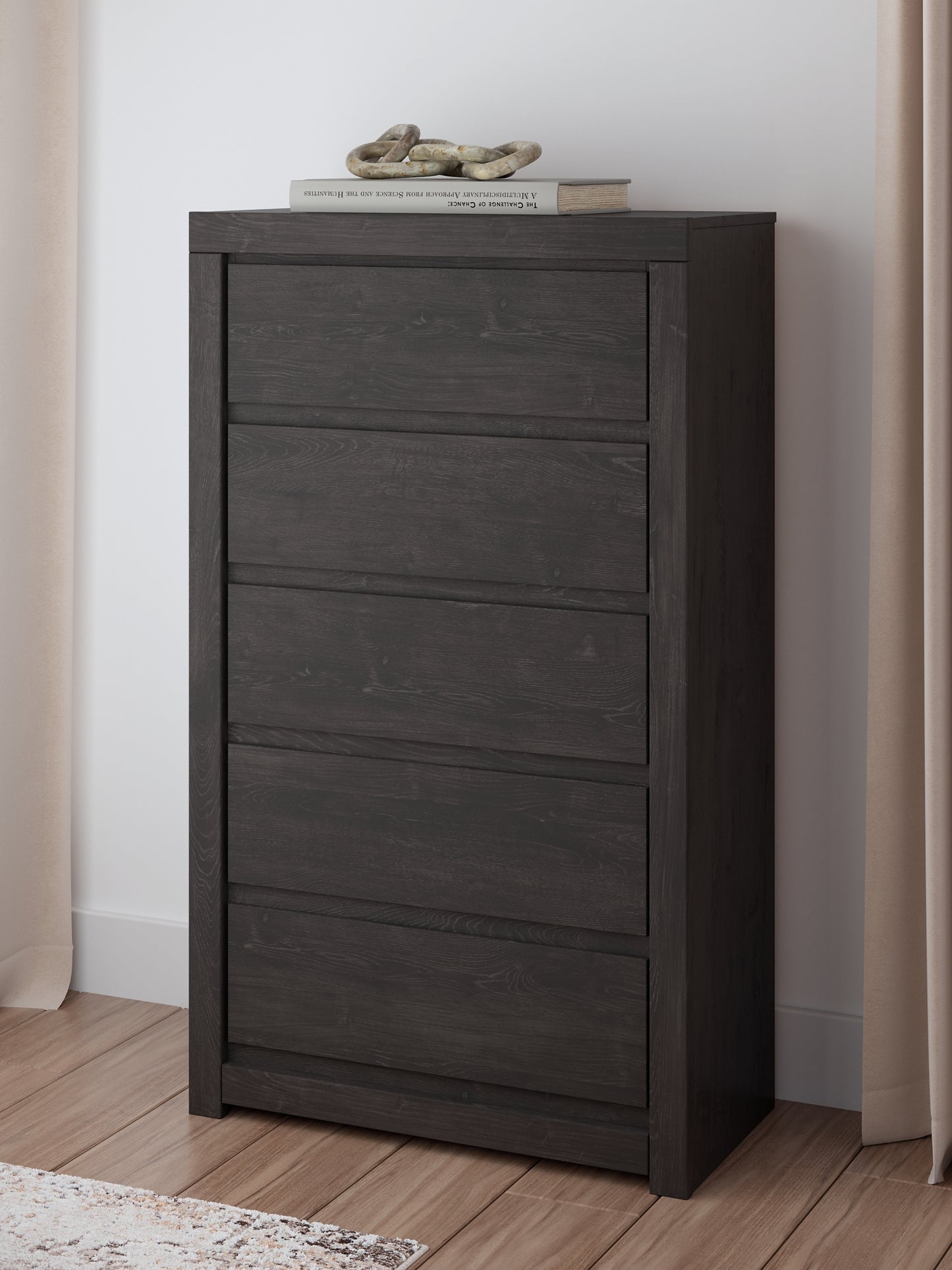 King Panel Bed with Mirrored Dresser, Chest and Nightstand