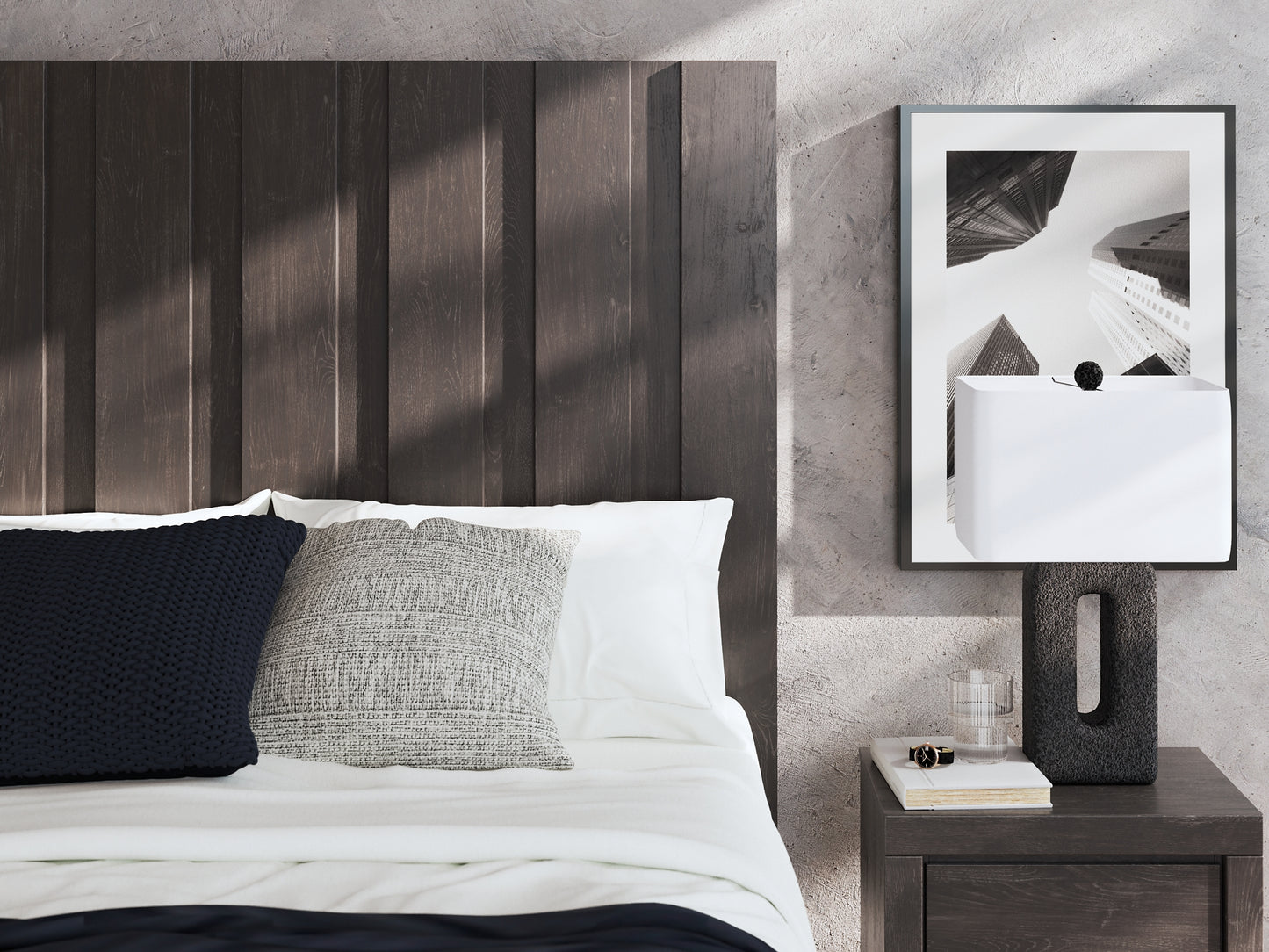 Queen Panel Storage Bed with Mirrored Dresser