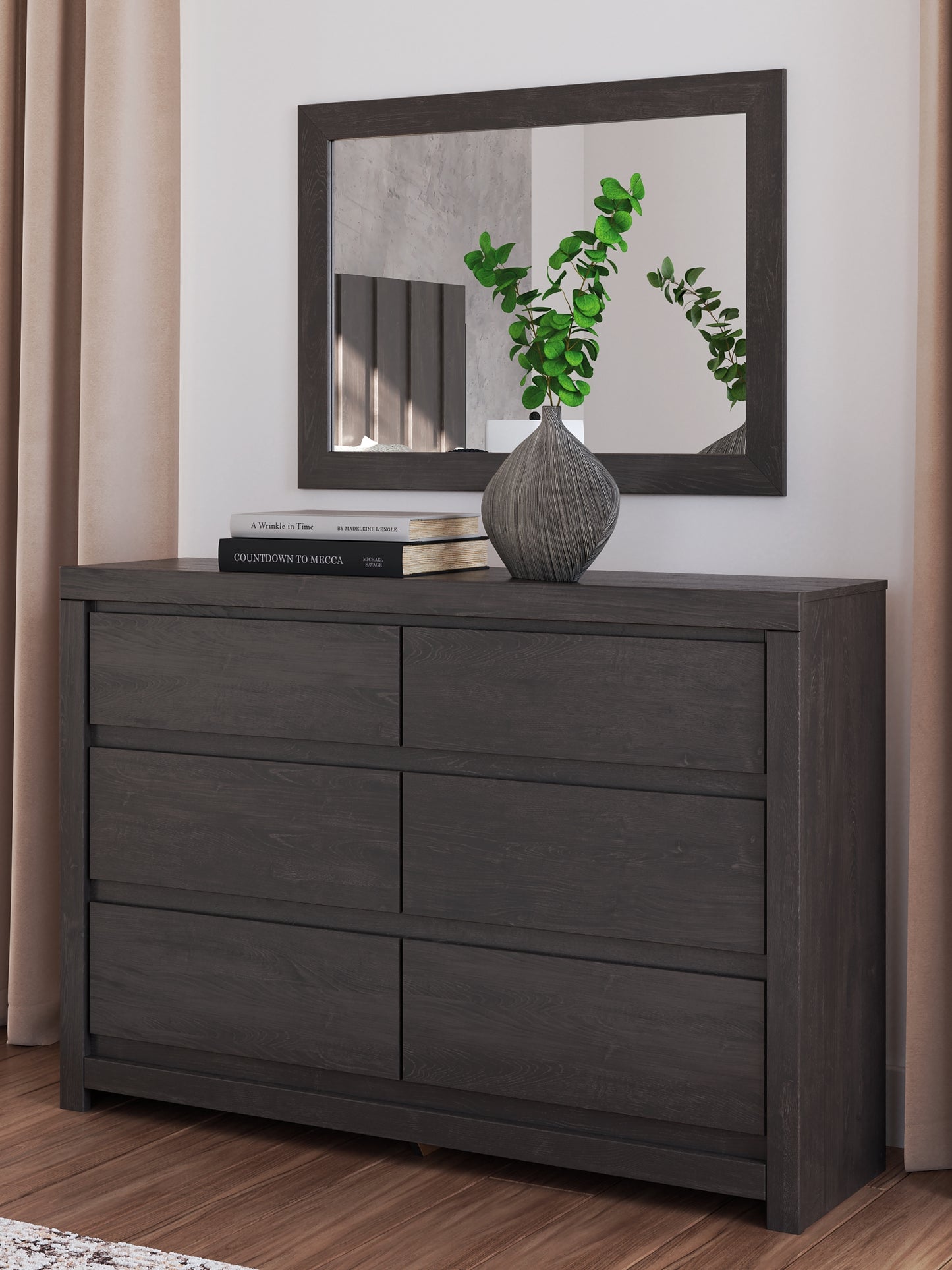 Queen Panel Storage Bed with Mirrored Dresser, Chest and Nightstand